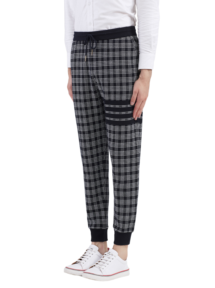 Thom Browne Style Unisex Casual Sweatpants with Signature Four-Bar Detail