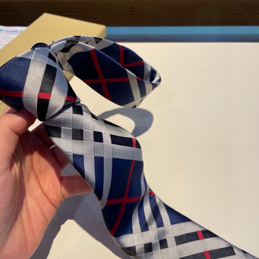 Burberry Style Men's Classic Check Silk Tie