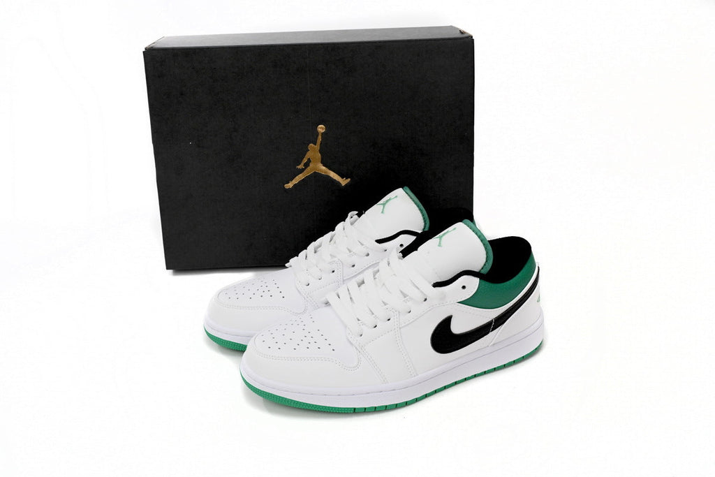 Jordan 1 Low White Lucky Green Black Reps Sneaker 553560-129