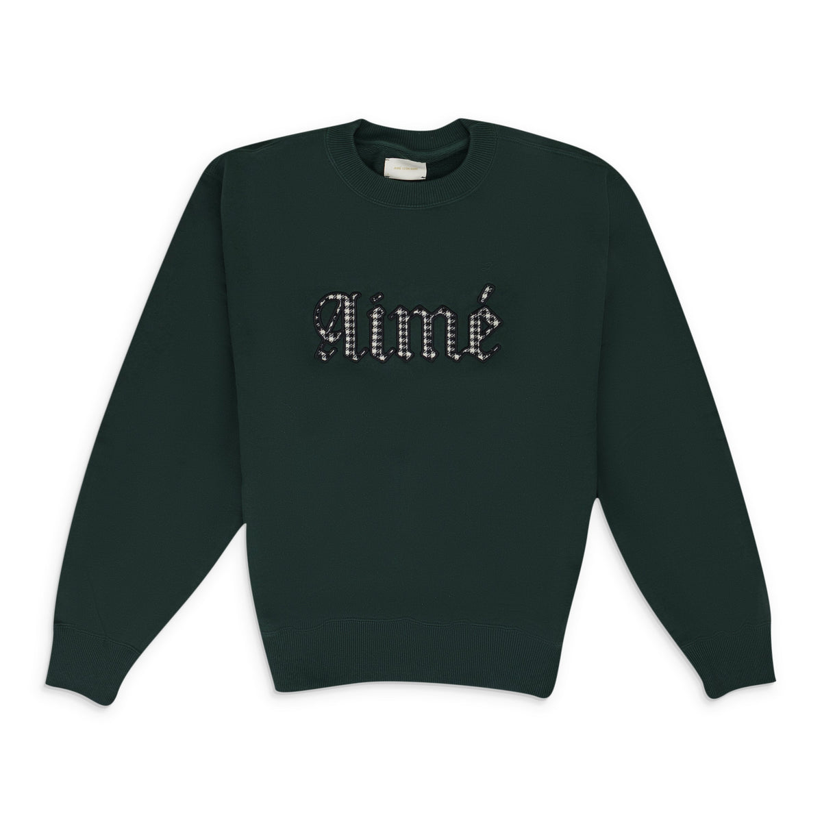 Green Houndstooth Applique Crewneck Sweatshirt