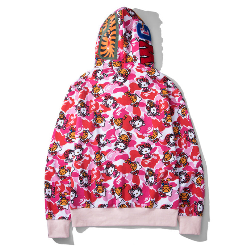 BAPE Hello Kitty Camo Hoodie - Green & Pink