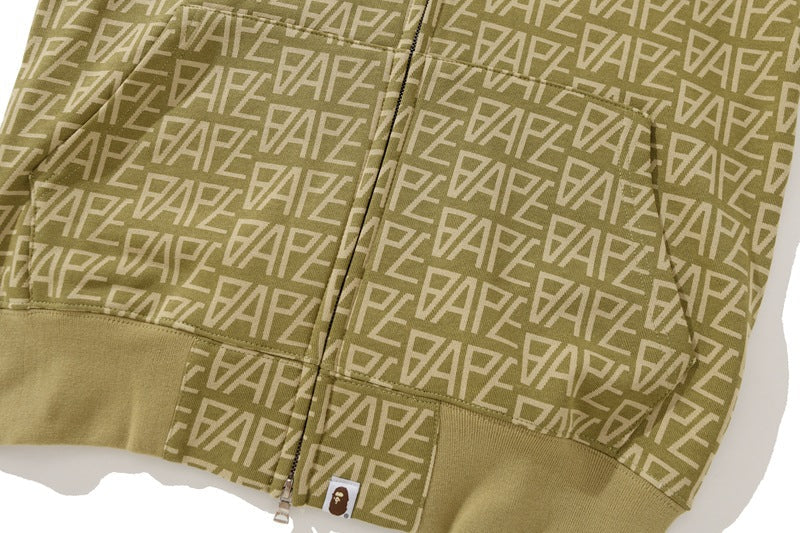 BAPE Logo Color Camo Shark Zip Hoodie - Khaki