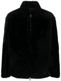 Prada triangle-logo shearling jacket