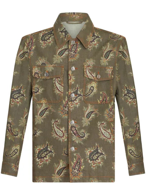 ETRO paisley-print denim shirt jacket