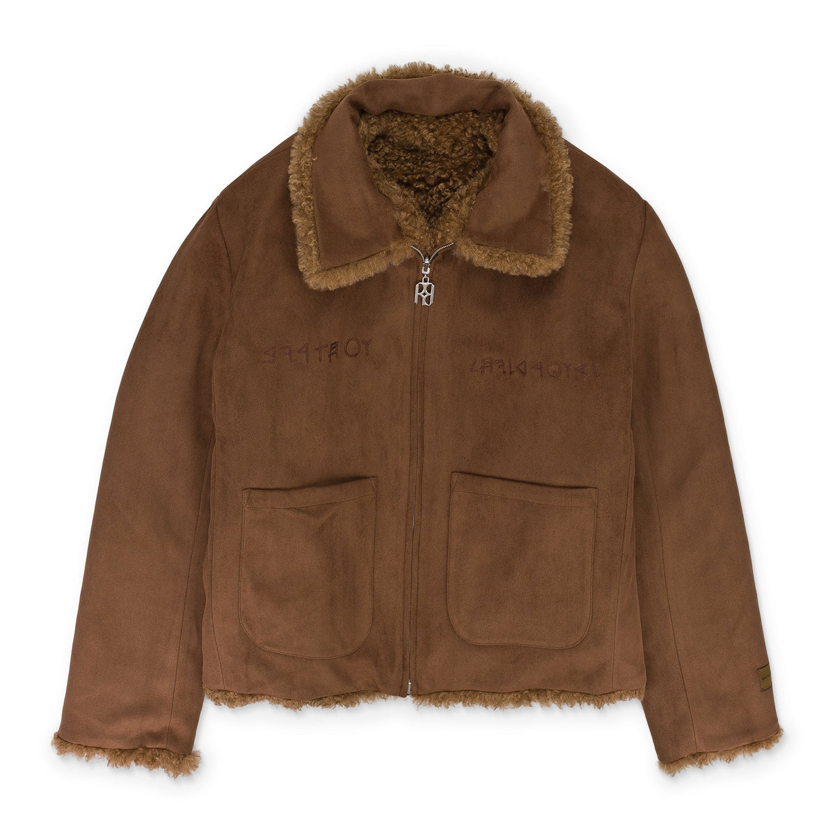 BLUE CARVED LEATHER FUR JACKET
