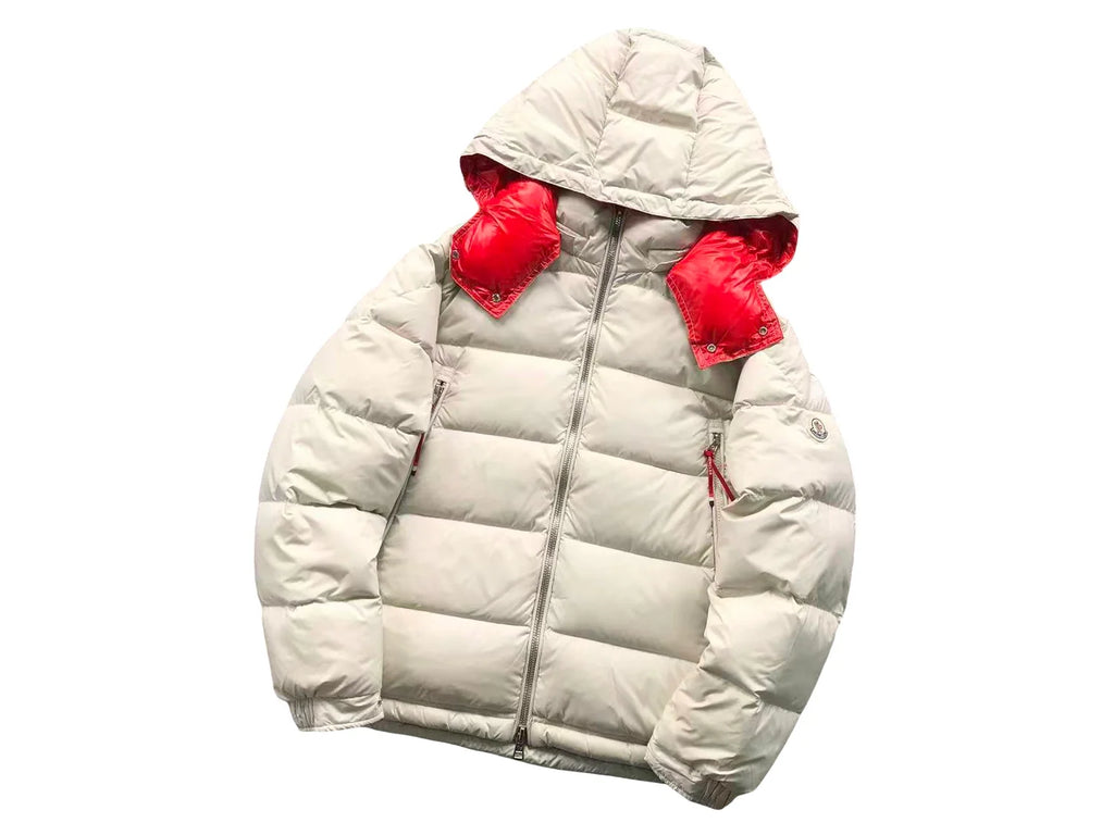 Moncler Poirier Down Jacket – White/Red