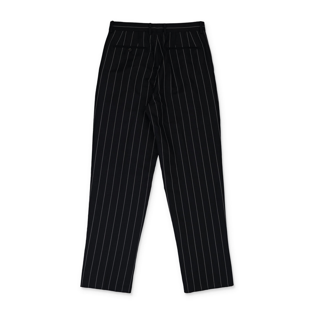 Black Double Pleated Pinstripe Trousers