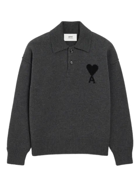 AMI Paris wool polo shirt with Ami de Coeur