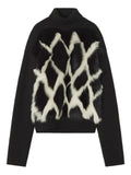 Lanvin high-neck fur-panel sweater
