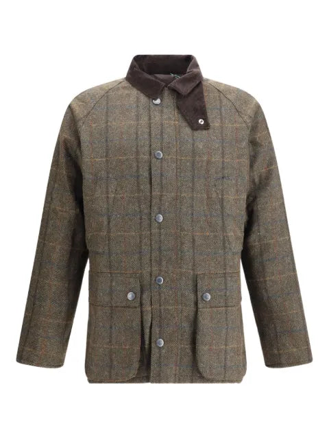 Barbour check-pattern corduroy-collar coat