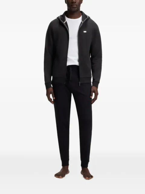 HUGO contrast-binding zip-up hoodie in a cotton blend