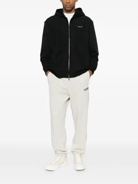 Calvin Klein embroidered-logo zip-up hoodie