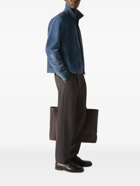 Zegna light blue suede blouson