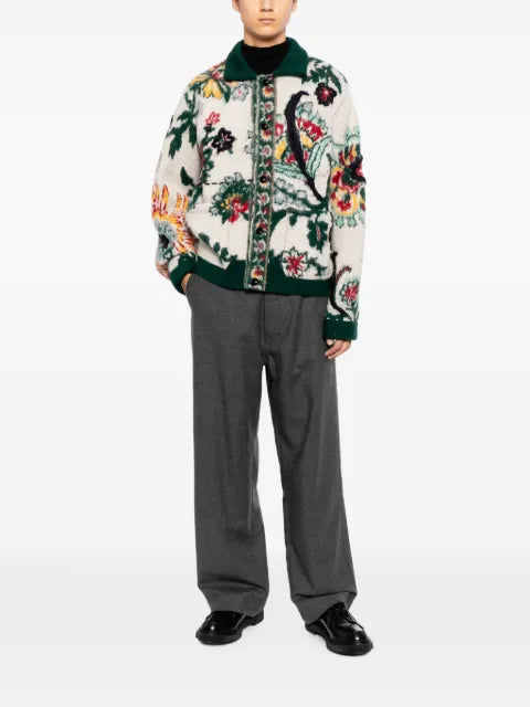 sacai wool jacquarded cardigan