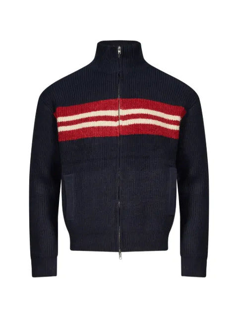 Song For The Mute striped ribbed-knit zip-up cardigan