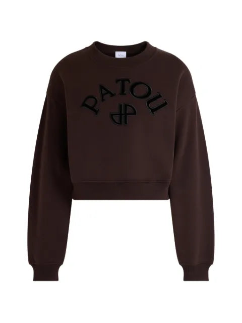 Patou logo-patch cropped sweater