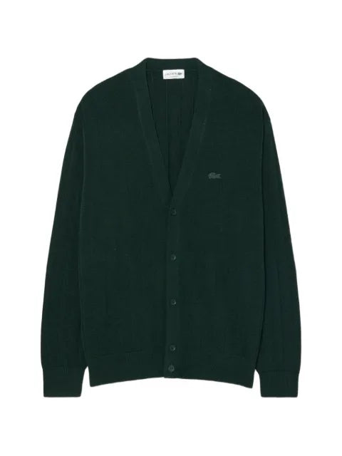 Lacoste ribbed-knit V-neck cardigan