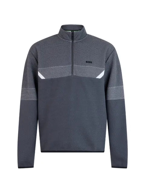 BOSS geometric-pattern quarter-zip sweater
