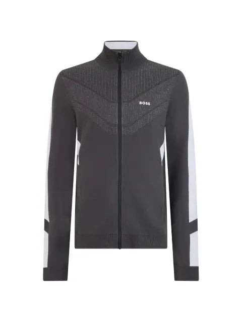 BOSS zip-up panelled sweater