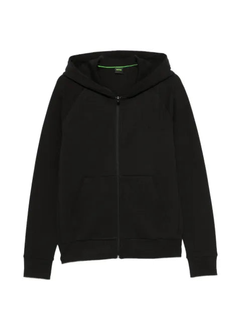 BOSS logo-print zip-up hoodie