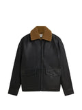 Scotch & Soda shearling-collar leather jacket