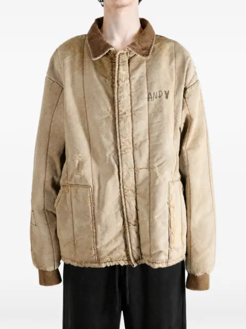 Paly distressed-effect quilted jacket