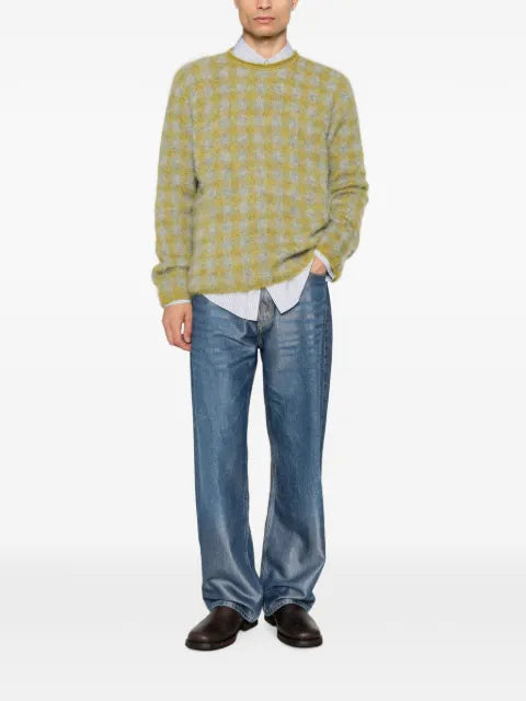 AMARANTO  check brushed-knit sweater