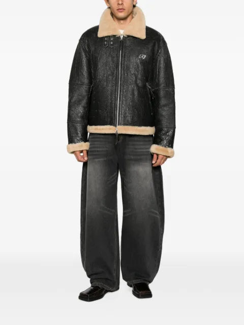 KidSuper graphic-print shearling-trim jacket