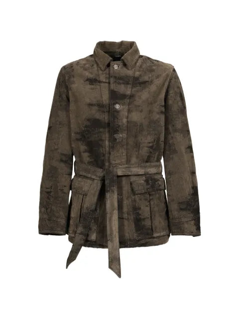 Taakk belted jacquard-denim jacket