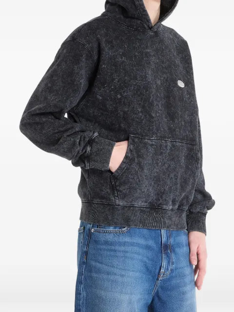 Alpha Industries acid-wash logo-patch hoodie