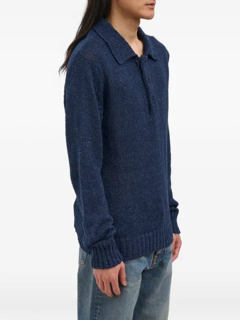 Sunflower button-fastening long-sleeve sweater