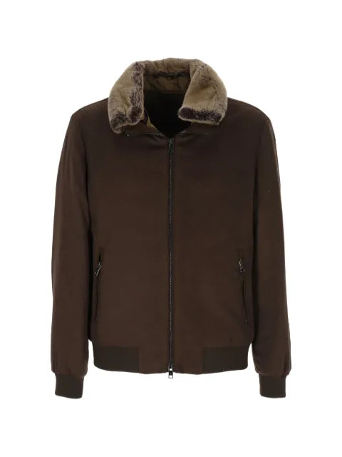 ON THE BUND fur-collar bomber jacket