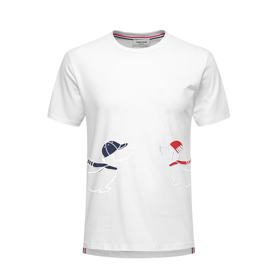 Men's Classic Four-Bar Couple Puppy Dog T-Shirt - 100% Cotton Made in Japan | Thom Browne