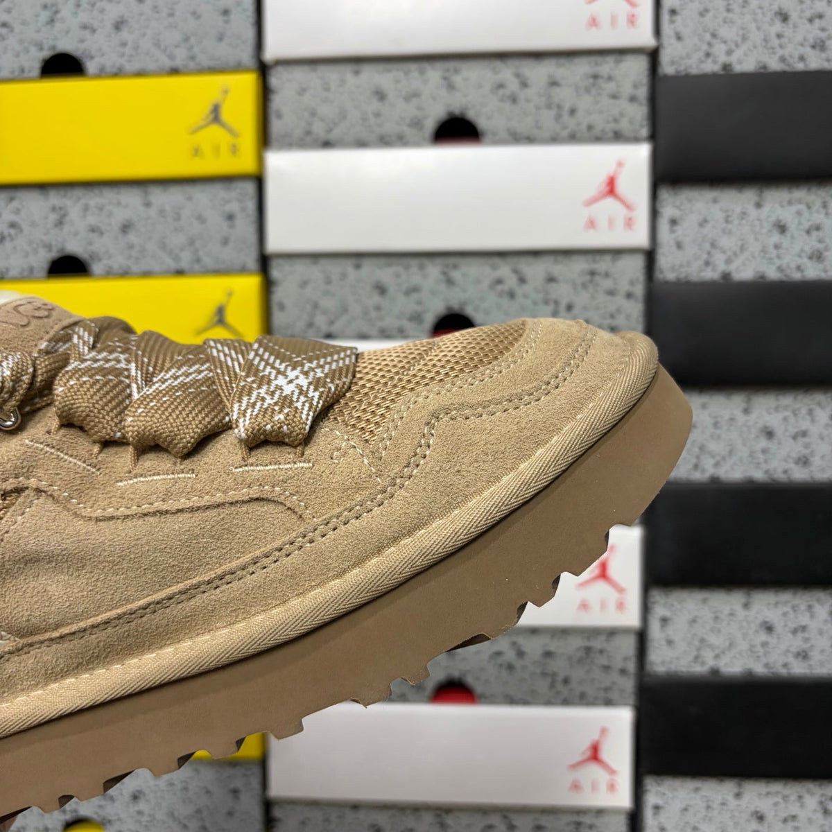 UGG Lowmel Lace-Up Sneaker – Suede & Mesh Low-Top Trainer with Shearling Lining & Tonal Lug Sole in Sand