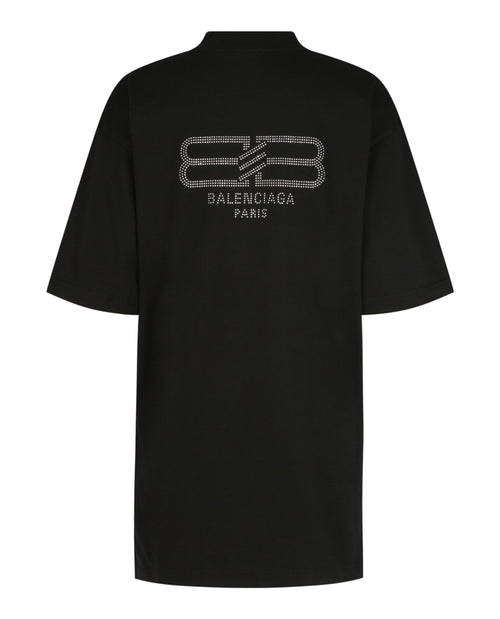 Balenciaga Womens BB Paris Rhinestone T-Shirt