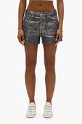 Foil Rhinestone Cut Off Shorts