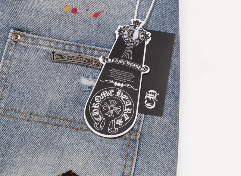 Distressed Cross Patch Denim Shorts