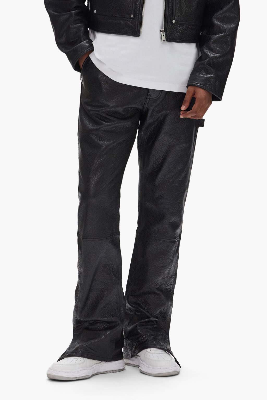 Leather Carpenter Snap Pant