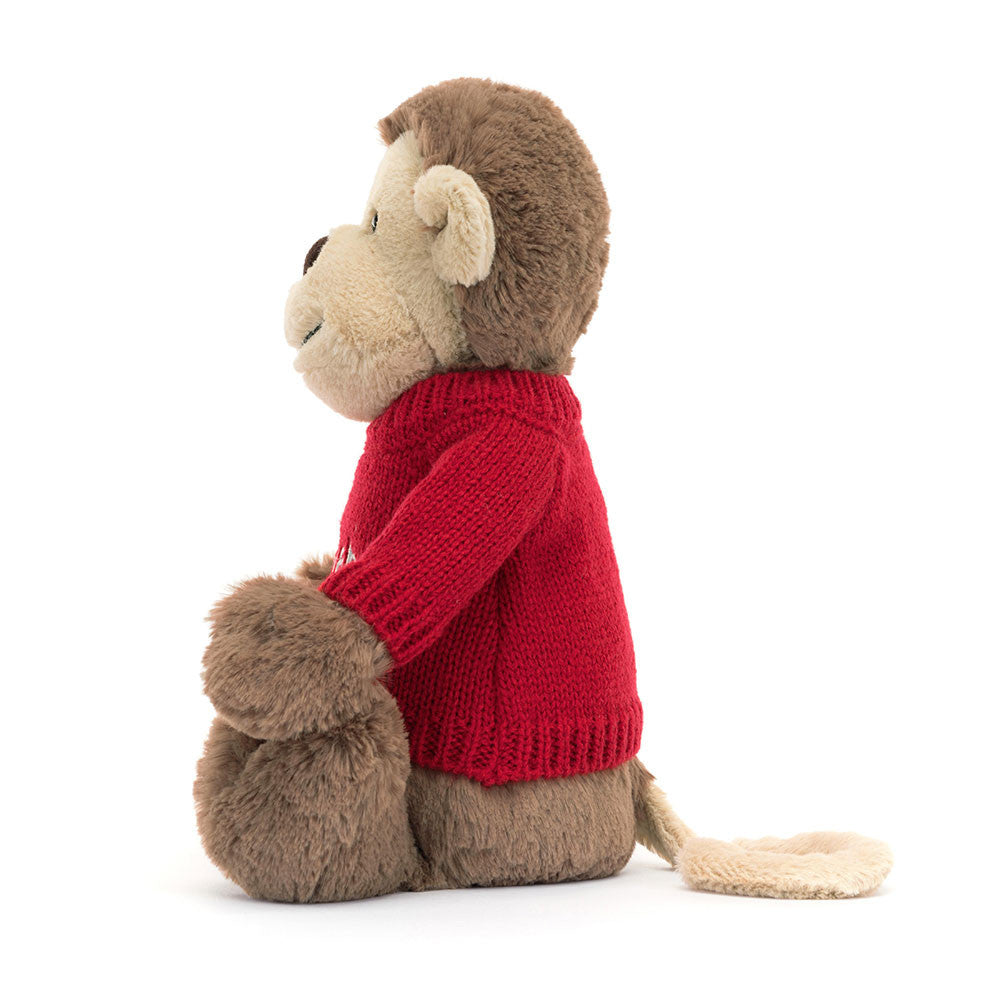 Bashful Monkey with Personalized Red Jumper