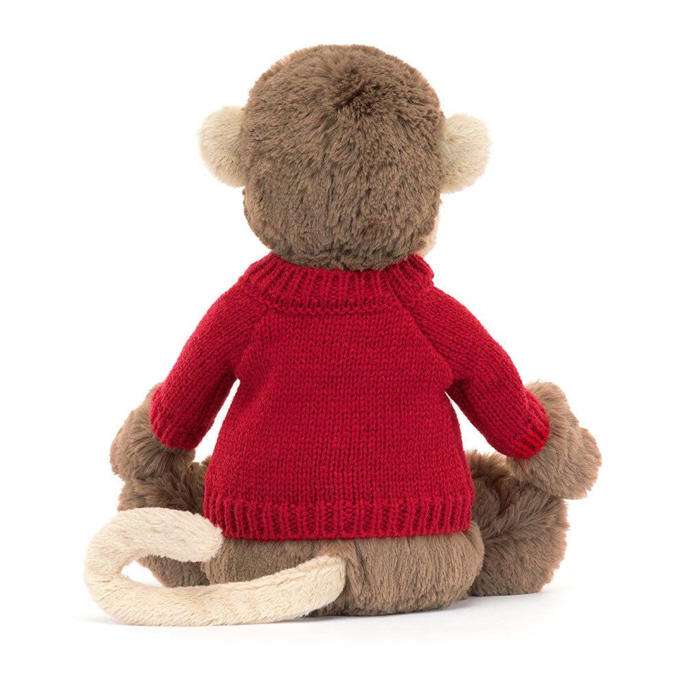 Bashful Monkey with Personalized Red Jumper
