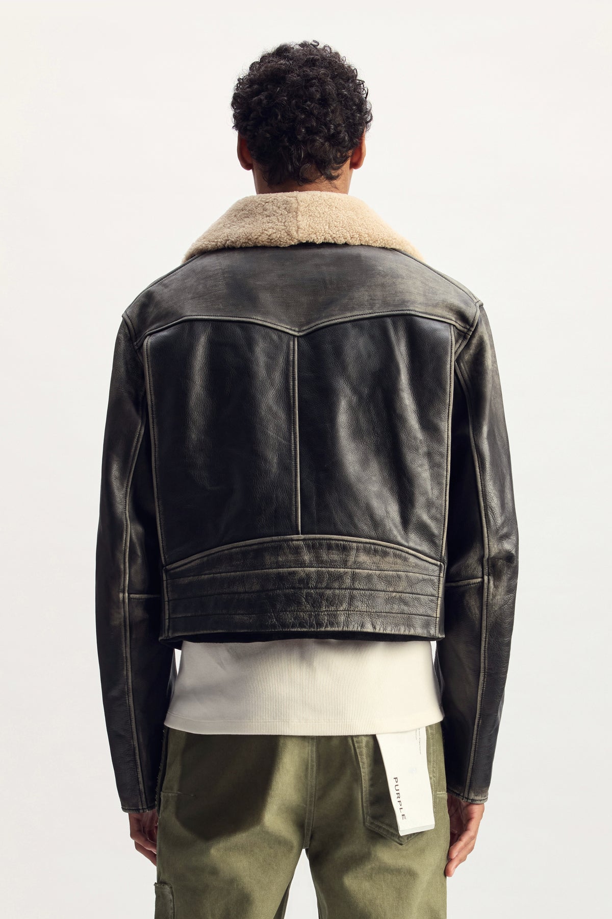 Foil Wordmark Leather Moto Jacket