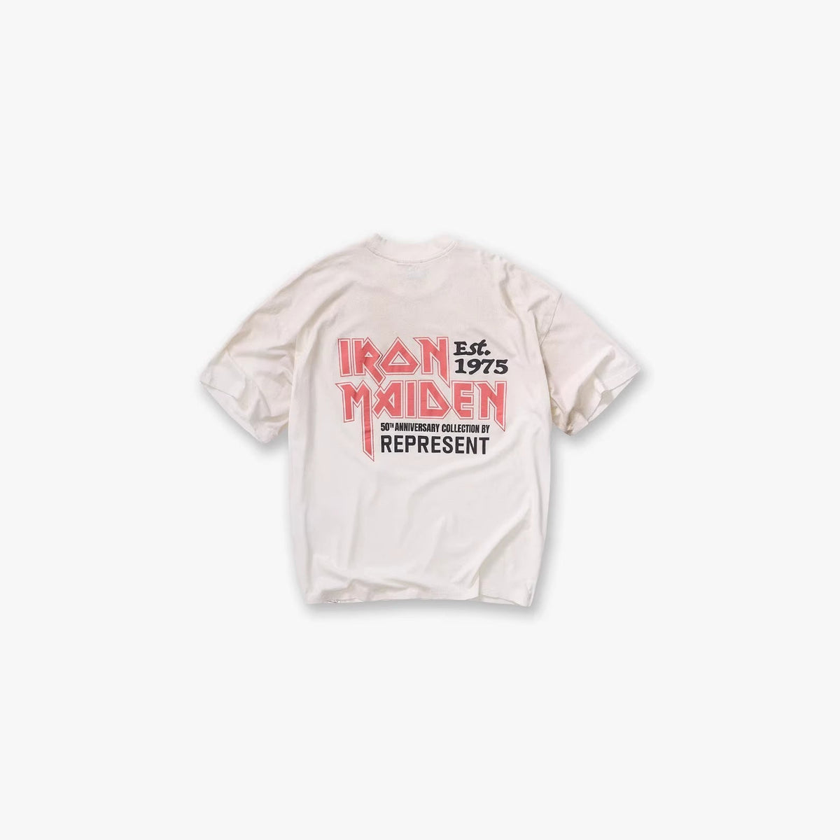 Represent Iron Maiden Letter Print Crew Neck Short Sleeve T Shirt