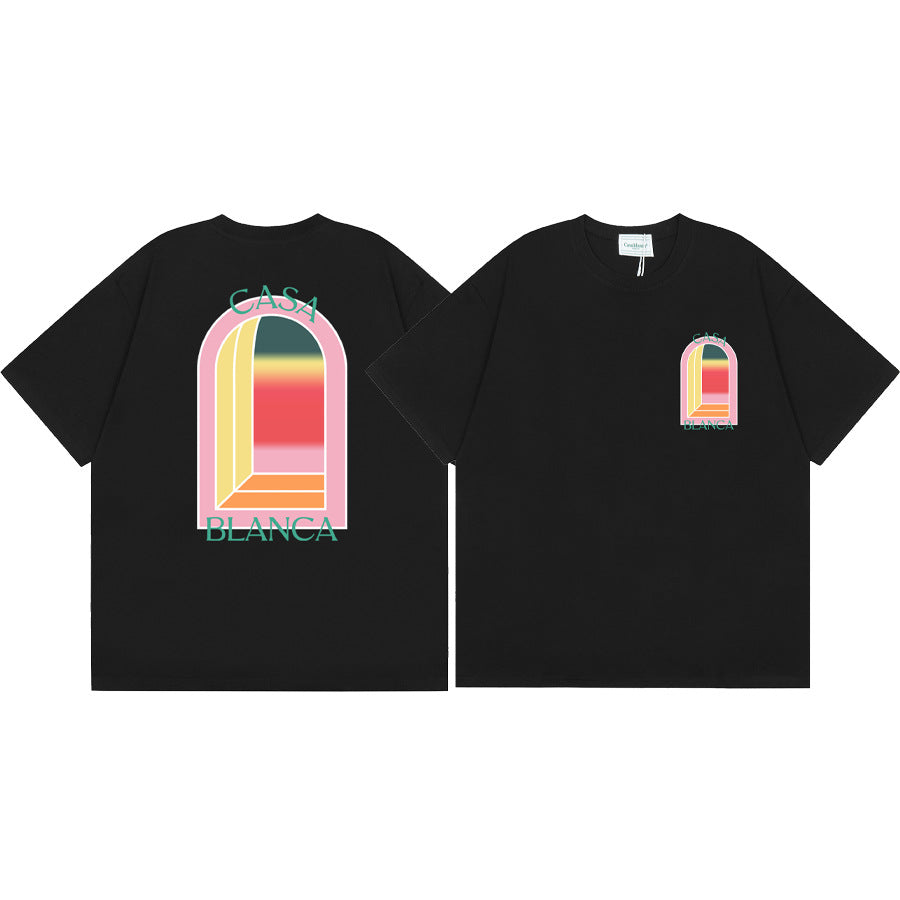 Casablanca Vintage Logo Print Loose Short Sleeve T Shirt Unisex Y2K
