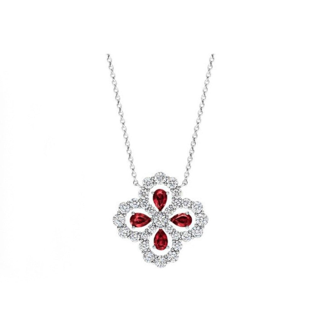 Harry Winston Style Four-Leaf Clover Cubic Zirconia Necklace