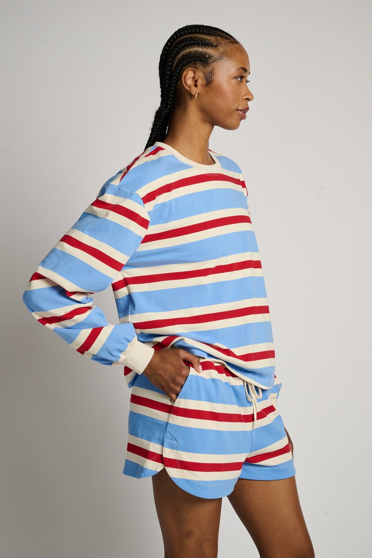 Striped Cotton Jersey Short
