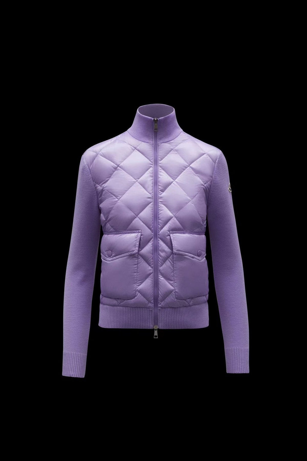 Moncler Diamond-Quilted Knit Sleeve Jacket