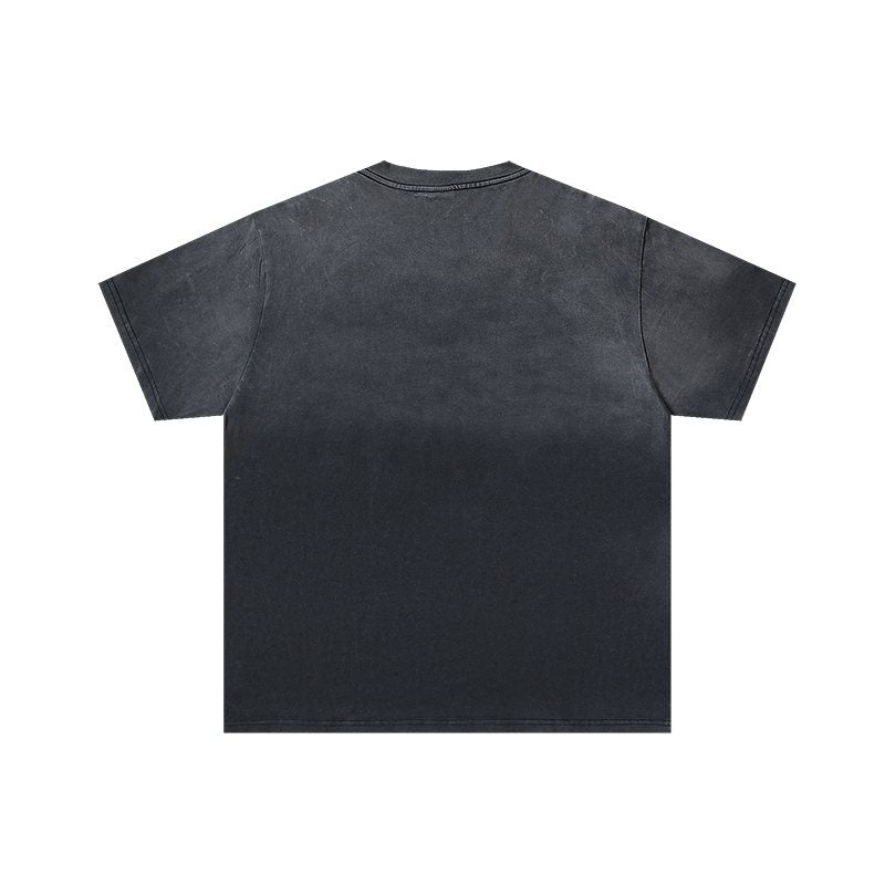VALE USA Panther & Skull Washed Black Graphic T-Shirt