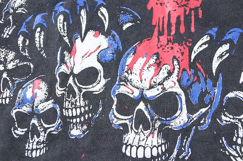 VALE USA Panther & Skull Washed Black Graphic T-Shirt