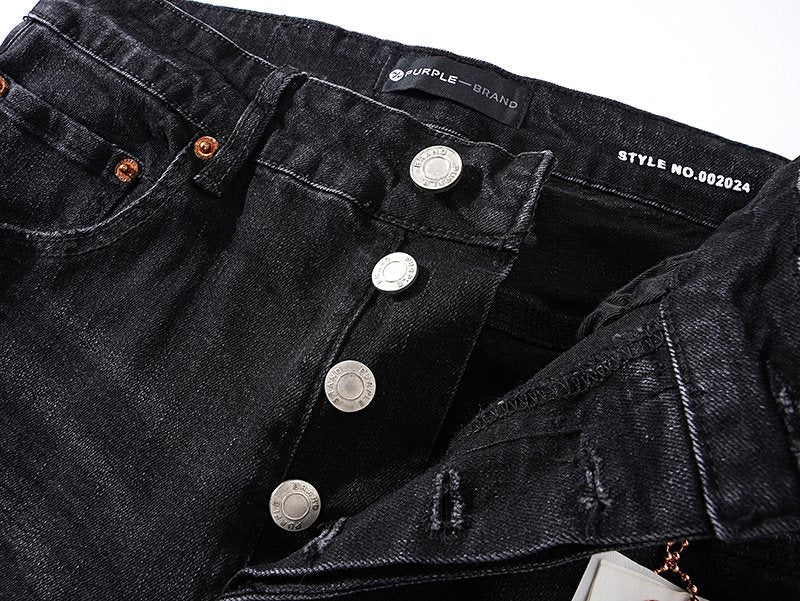 Purple Brand Black Distressed Tapered Jeans