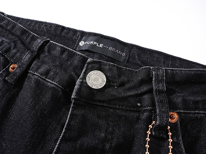 Purple Brand Black Distressed Tapered Jeans